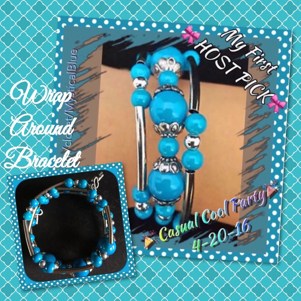 🦋Pretty NEW Silver & Turquoise Wrap Brac